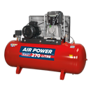 Compressor 270L Belt Drive 7.5hp 3ph 2-Stage with Cast Cylinders | Pipe Manufacturers Ltd..