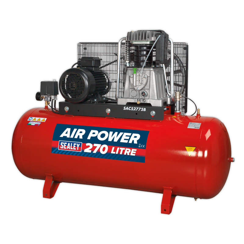 Compressor 270L Belt Drive 7.5hp 3ph 2-Stage with Cast Cylinders | Pipe Manufacturers Ltd..