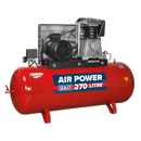 Compressor 270L Belt Drive 7.5hp 3ph 2-Stage with Cast Cylinders | Pipe Manufacturers Ltd..