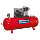 Compressor 500L Belt Drive 7.5hp 3ph 2-Stage with Cast Cylinders | Pipe Manufacturers Ltd..