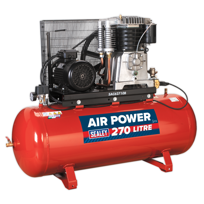 Compressor 270L Belt Drive 10hp 3ph 2-Stage with Cast Cylinders | Pipe Manufacturers Ltd..