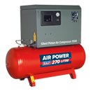 Compressor 270L Belt Drive 7.5hp 3ph 2-Stage with Cast Cylinders Low Noise | Pipe Manufacturers Ltd..