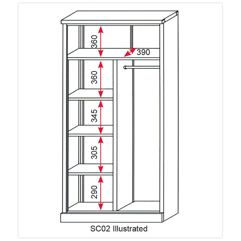 Floor Cabinet 4 Shelf plus Hanging Rail 2 Door | Pipe Manufacturers Ltd..
