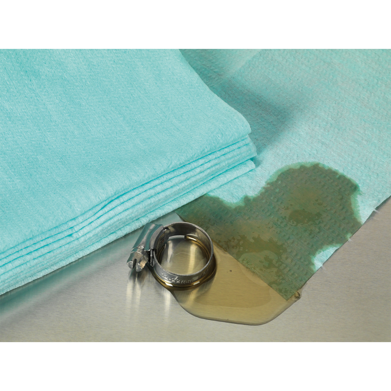 Multipurpose Paper Wipes in Polyflute Dispenser Box - Creped Turquoise 69gsm 160 Sheets | Pipe Manufacturers Ltd..