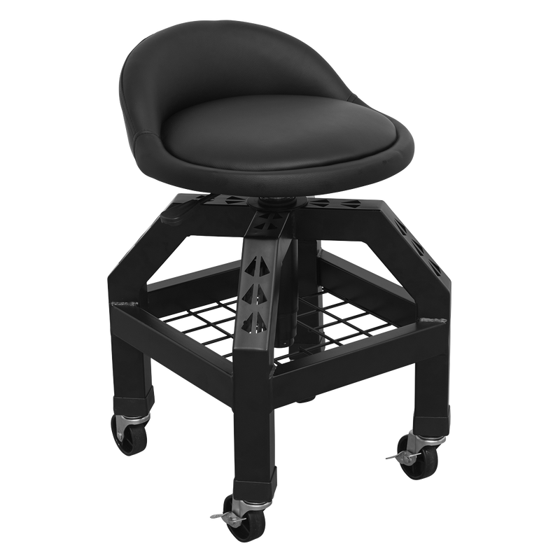 Creeper Stool Pneumatic with Adjustable Height Swivel Seat & Back Rest | Pipe Manufacturers Ltd..