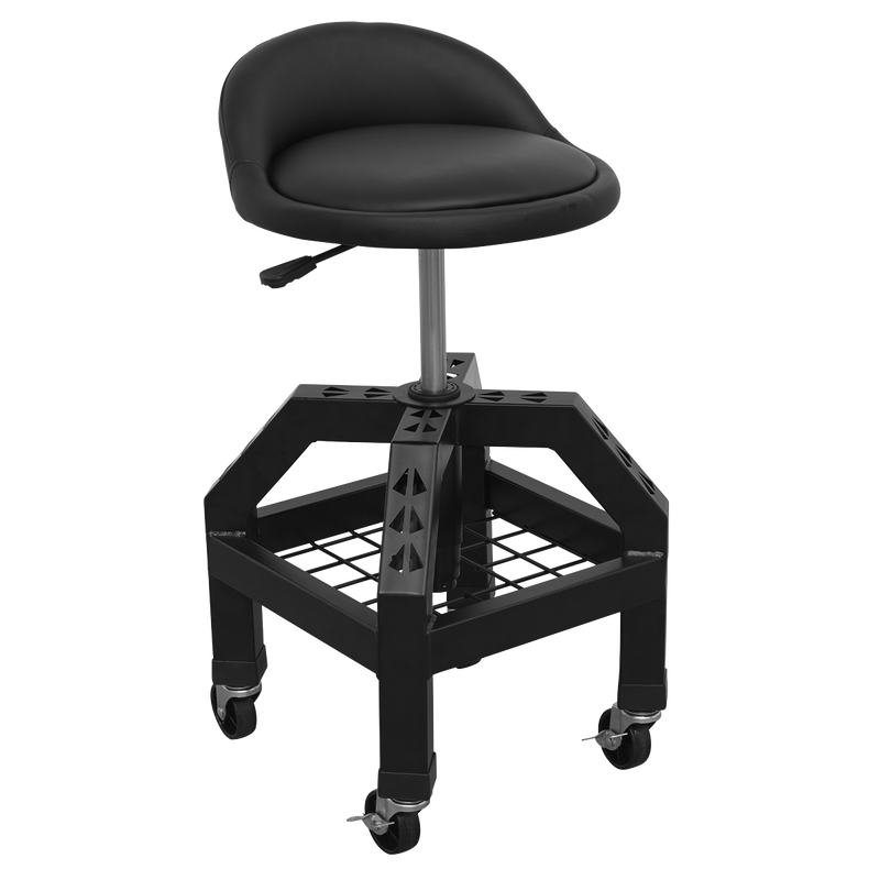 Creeper Stool Pneumatic with Adjustable Height Swivel Seat & Back Rest | Pipe Manufacturers Ltd..