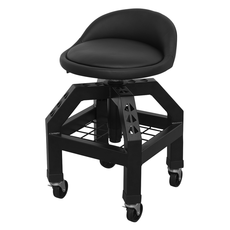 Creeper Stool Pneumatic with Adjustable Height Swivel Seat & Back Rest | Pipe Manufacturers Ltd..