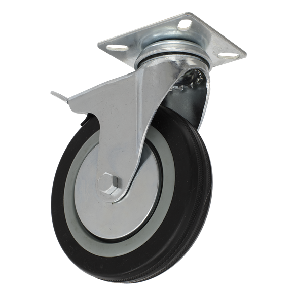 Castor Wheel Swivel Plate with Brake ¯50mm | Pipe Manufacturers Ltd..