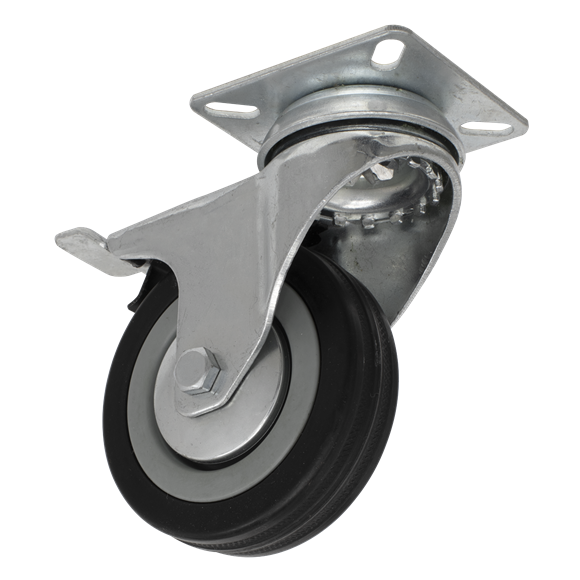 Castor Wheel Swivel Plate with Brake ¯50mm | Pipe Manufacturers Ltd..