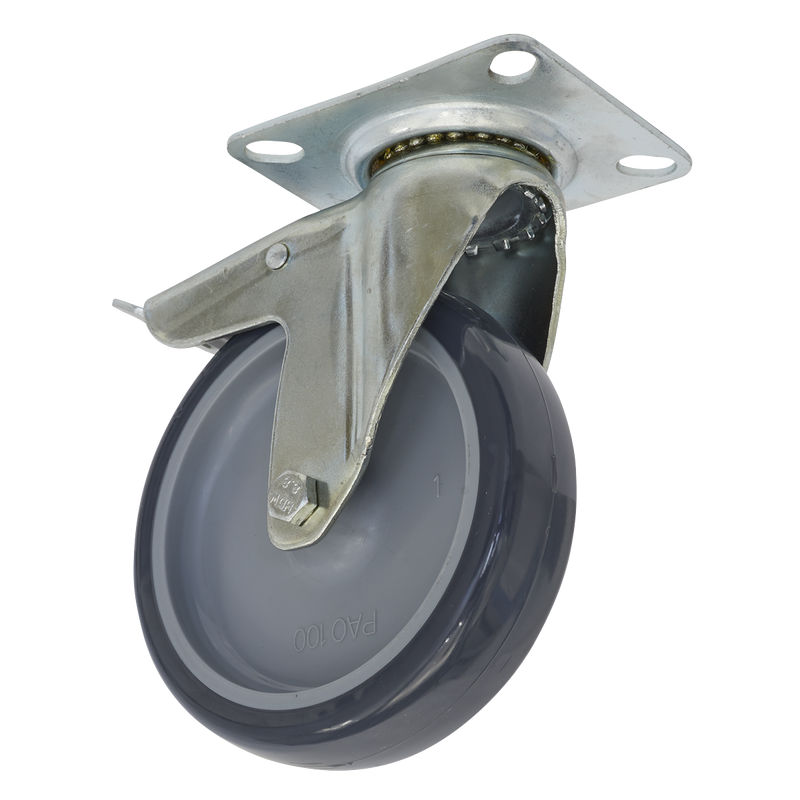 Castor Wheel Swivel Plate with Total Lock ¯100mm | Pipe Manufacturers Ltd..