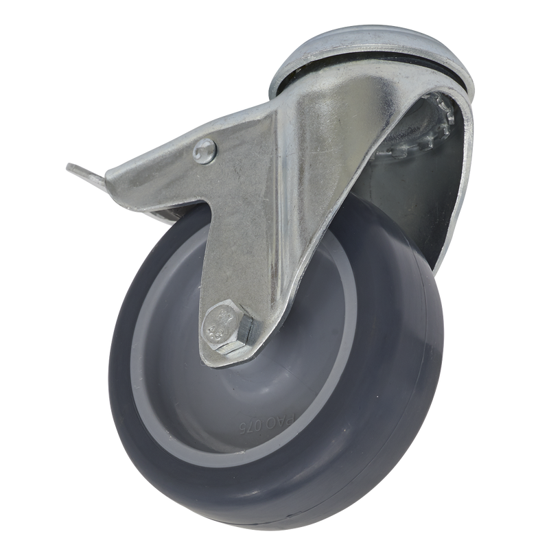 Castor Wheel Bolt Hole Swivel with Total Lock ¯75mm | Pipe Manufacturers Ltd..