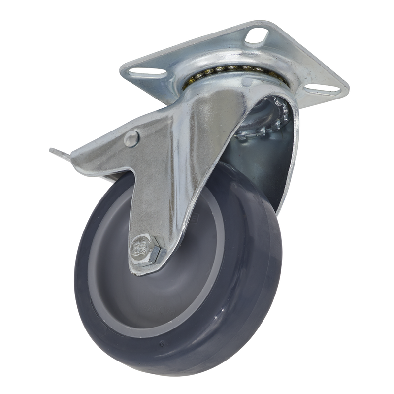 Castor Wheel Swivel Plate with Total Lock ¯75mm | Pipe Manufacturers Ltd..