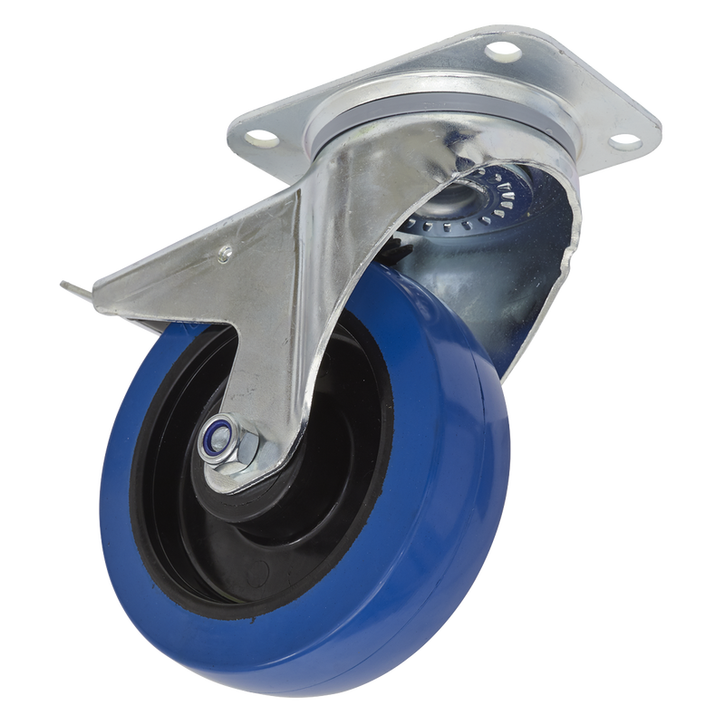 Castor Wheel Swivel Plate with Total Lock ¯160mm | Pipe Manufacturers Ltd..