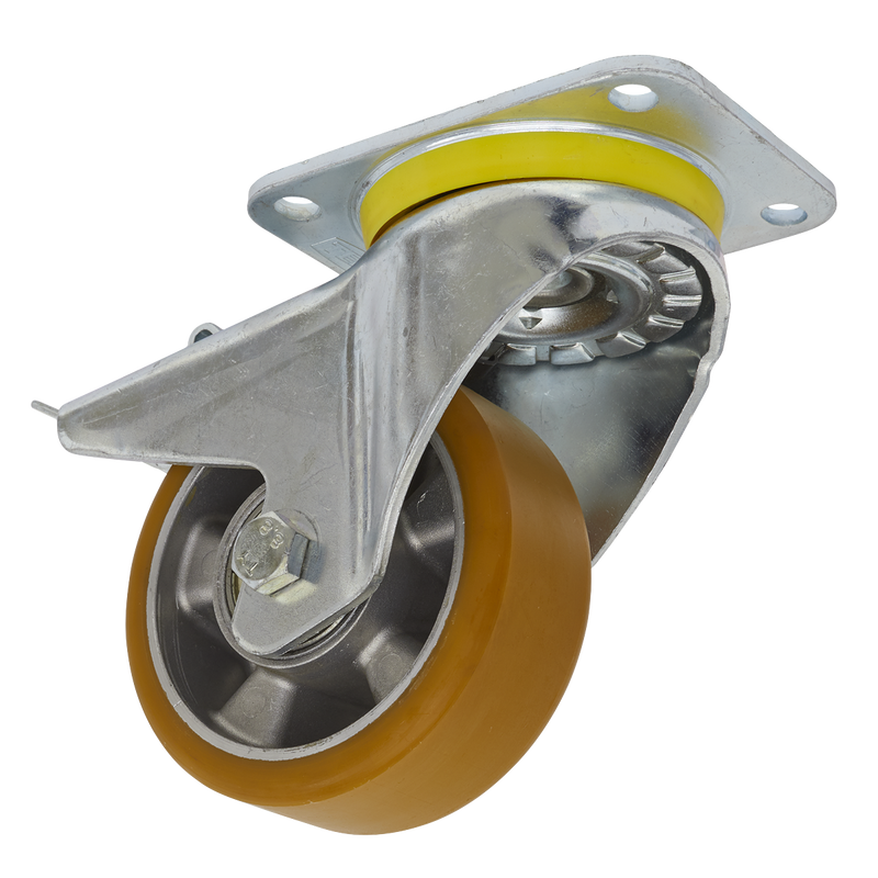 Castor Wheel Swivel Plate with Total Lock ¯125mm | Pipe Manufacturers Ltd..