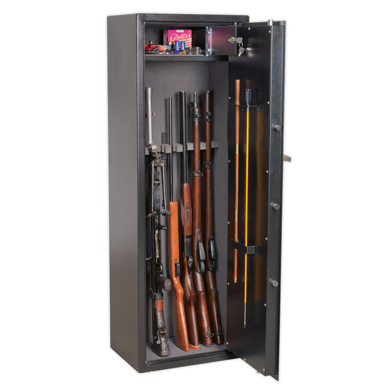 Gun Cabinet with Ammo Box & Electronic Lock 8 Gun Capacity | Pipe Manufacturers Ltd..