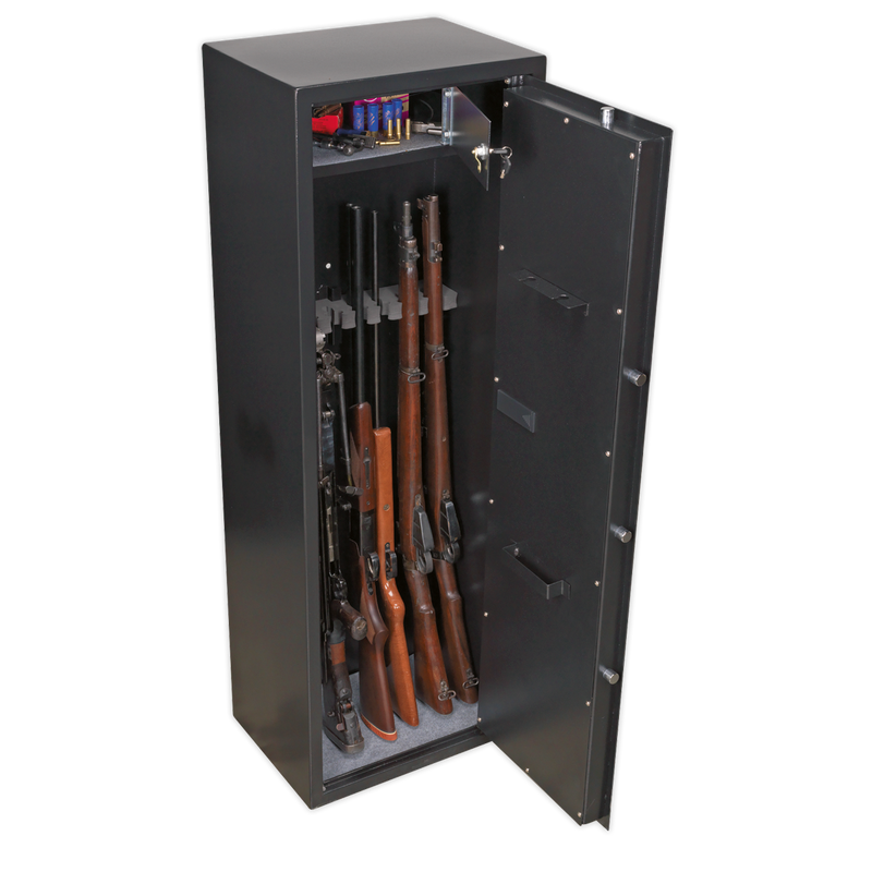 Gun Cabinet with Ammo Box & Electronic Lock 8 Gun Capacity | Pipe Manufacturers Ltd..