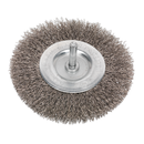 Flat Wire Brush Stainless Steel 100mm with 6mm Shaft | Pipe Manufacturers Ltd..