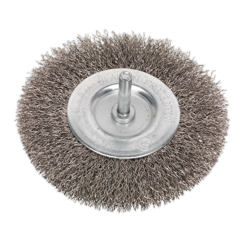Flat Wire Brush Stainless Steel 100mm with 6mm Shaft | Pipe Manufacturers Ltd..