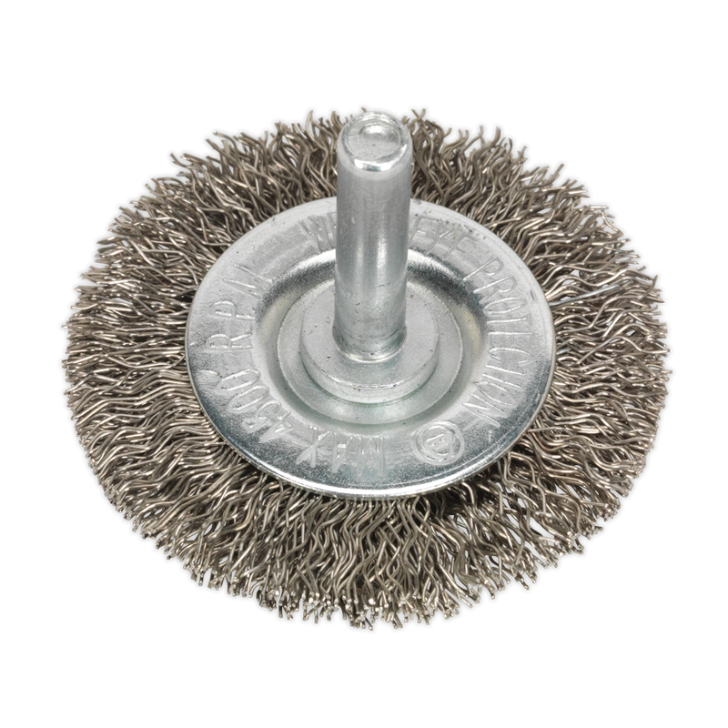 Flat Wire Brush Stainless Steel 50mm with 6mm Shaft | Pipe Manufacturers Ltd..