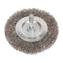 Flat Wire Brush Stainless Steel 75mm with 6mm Shaft | Pipe Manufacturers Ltd..