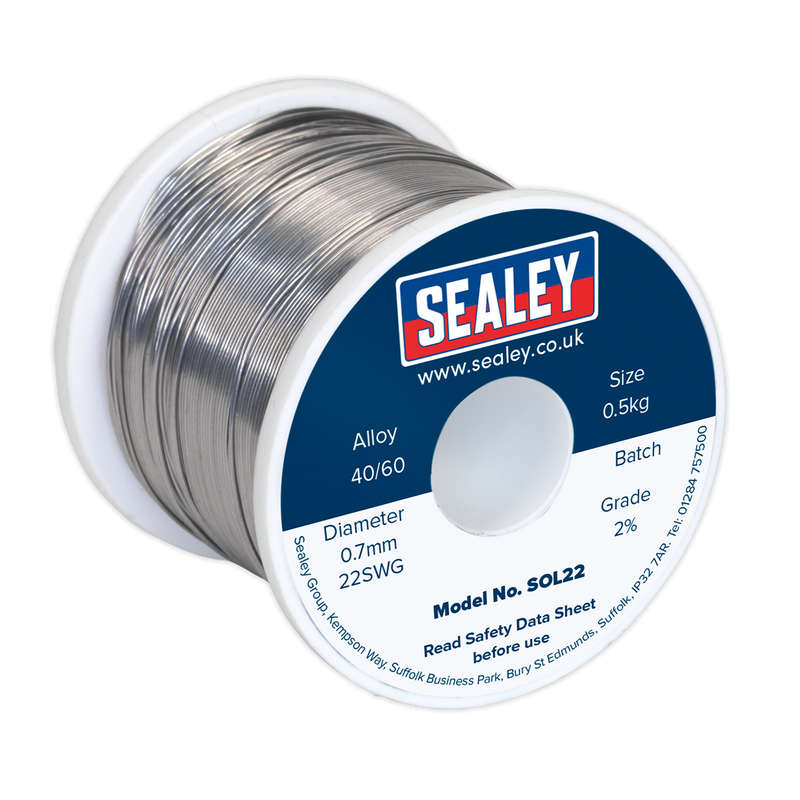 Solder Wire Quick Flow 2% 0.7mm/22SWG 40/60.5kg Reel | Pipe Manufacturers Ltd..