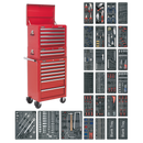 Tool Chest Combination 14 Drawer with Ball Bearing Slides - Red & 1179pc Tool Kit | Pipe Manufacturers Ltd..