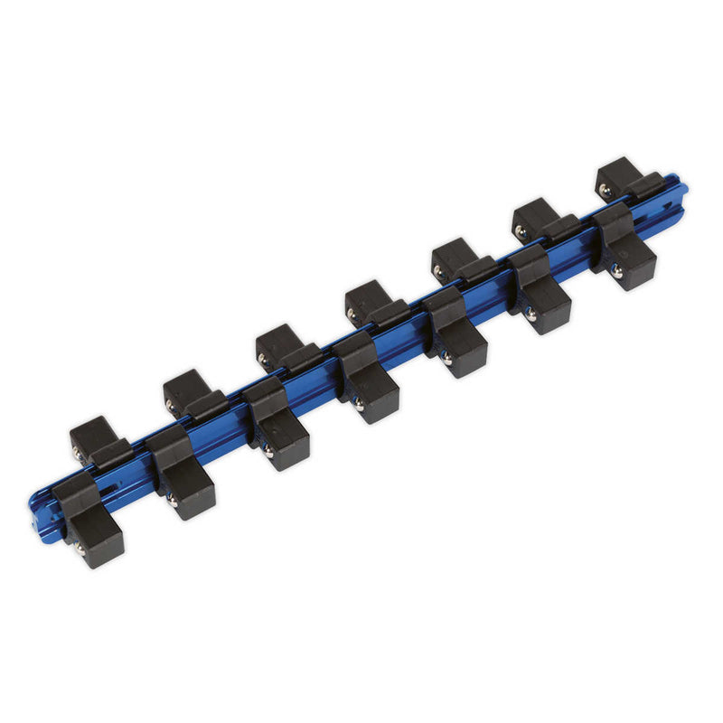 Socket Retaining Rail with 14 Clips Aluminium 1/2" Sq Drive Stubby | Pipe Manufacturers Ltd..