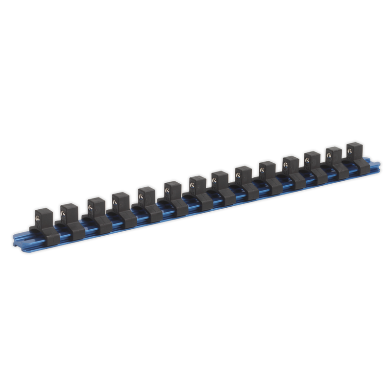 Socket Retaining Rail with 14 Clips Aluminium 3/8"Sq Drive | Pipe Manufacturers Ltd..