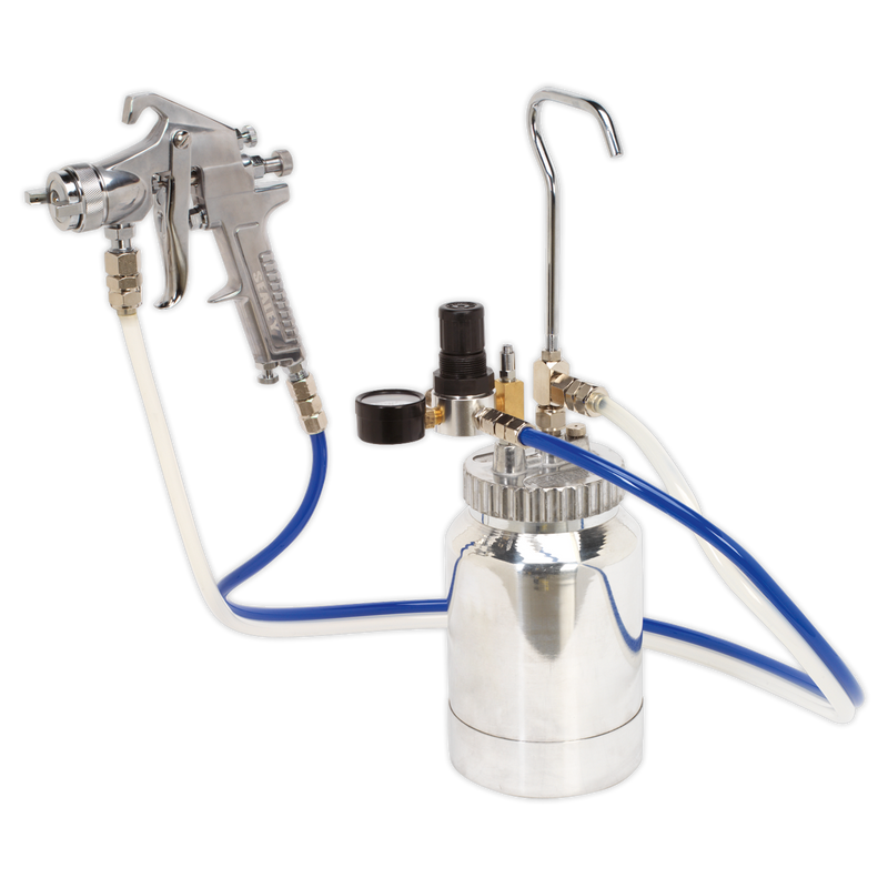 Pressure Pot System with Spray Gun & Hoses 1.8mm Set-Up | Pipe Manufacturers Ltd..