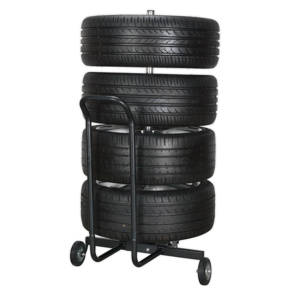 Wheel Stack Trolley Wheel Storage Trolley 100kg Capacity with Handle