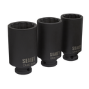 Impact Hub Nut Socket Set 3pc 12-Point 1/2"Sq Drive | Pipe Manufacturers Ltd..