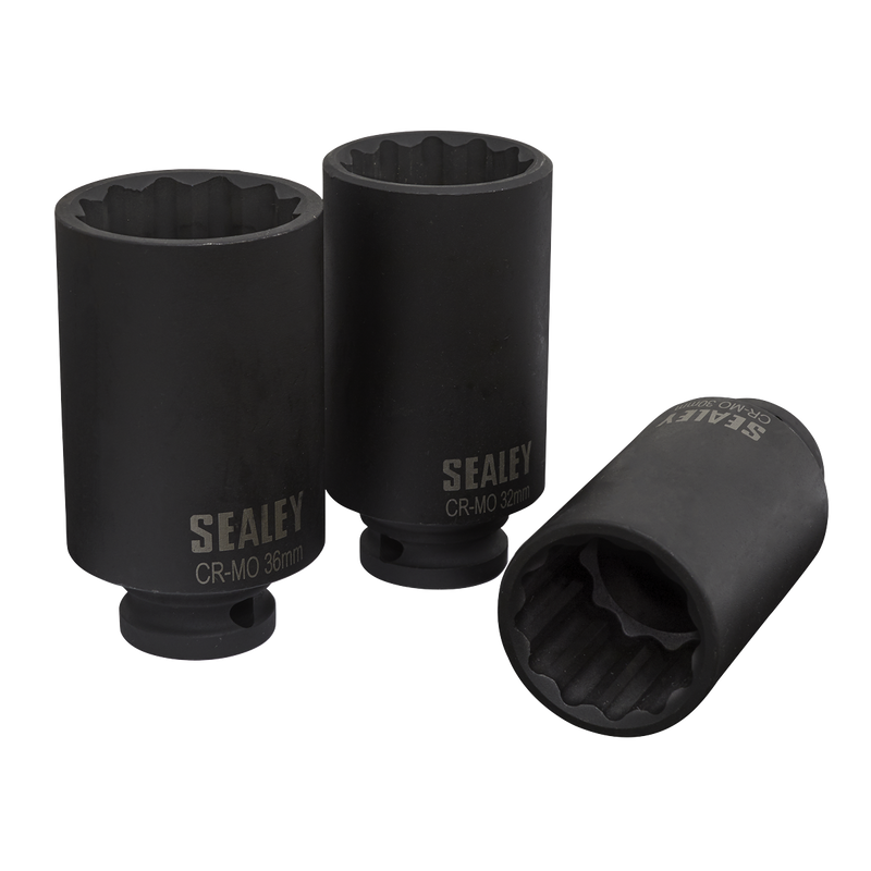 Impact Hub Nut Socket Set 3pc 12-Point 1/2"Sq Drive | Pipe Manufacturers Ltd..