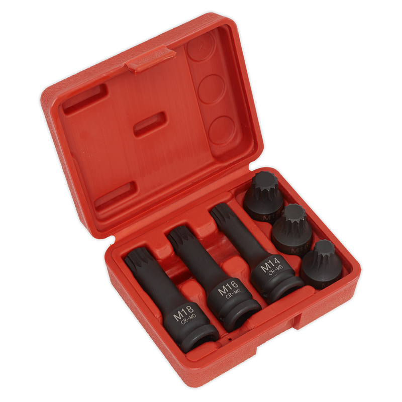 Impact Spline Socket Bit Set 6pc 1/2"Sq Drive | Pipe Manufacturers Ltd..