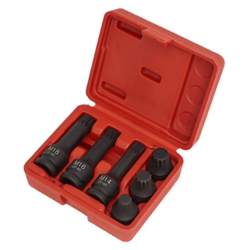 Impact Spline Socket Bit Set 6pc 1/2"Sq Drive | Pipe Manufacturers Ltd..