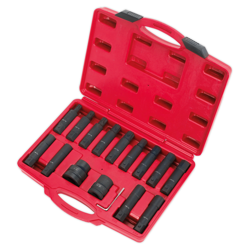 Impact Hex, TRX-Star* & TRX-Star* Female Socket Bit Set 16pc 3/4" & 1"Sq Drive | Pipe Manufacturers Ltd..