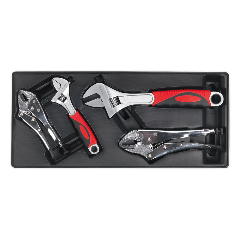Tool Tray with Locking Pliers & Adjustable Wrench Set 4pc | Pipe Manufacturers Ltd..