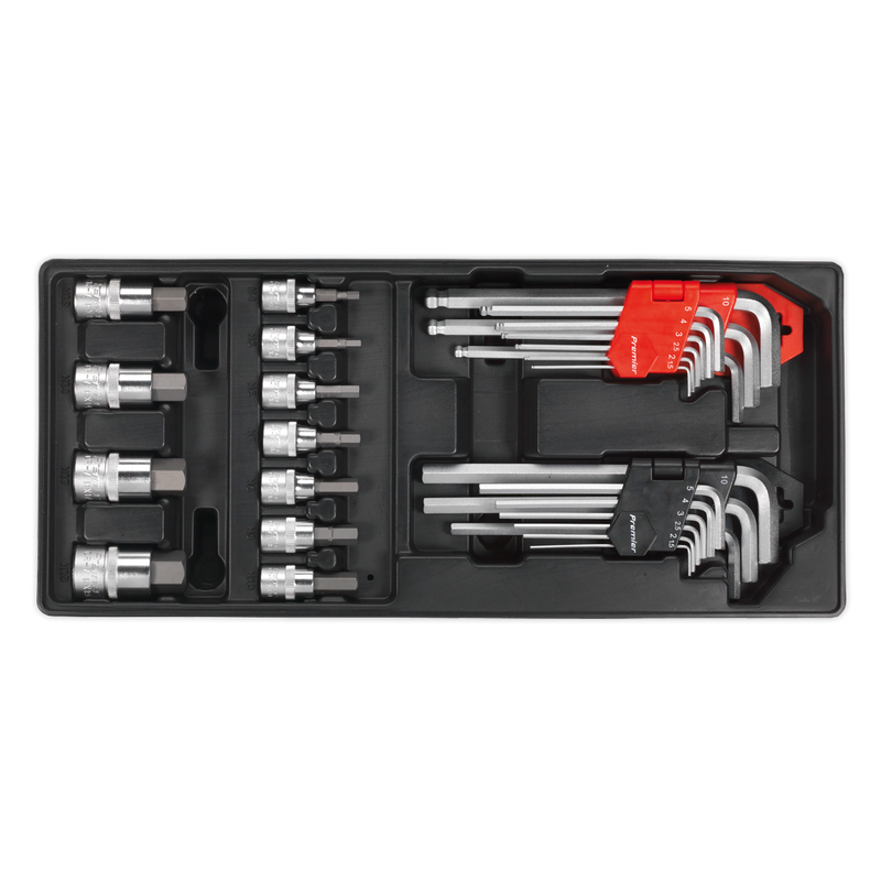 Tool Tray with Hex/Ball-End Hex Keys & Socket Bit Set 29pc | Pipe Manufacturers Ltd..