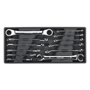 Tool Tray with Flare Nut & Ratchet Ring Spanner Set 12pc | Pipe Manufacturers Ltd..