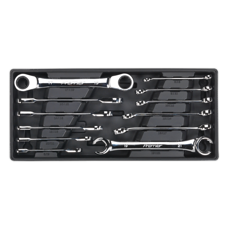 Tool Tray with Flare Nut & Ratchet Ring Spanner Set 12pc | Pipe Manufacturers Ltd..