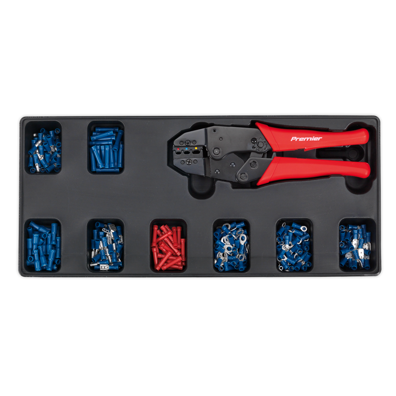 Tool Tray with Ratchet Crimper & 325 Assorted Insulated Terminal Set | Pipe Manufacturers Ltd..