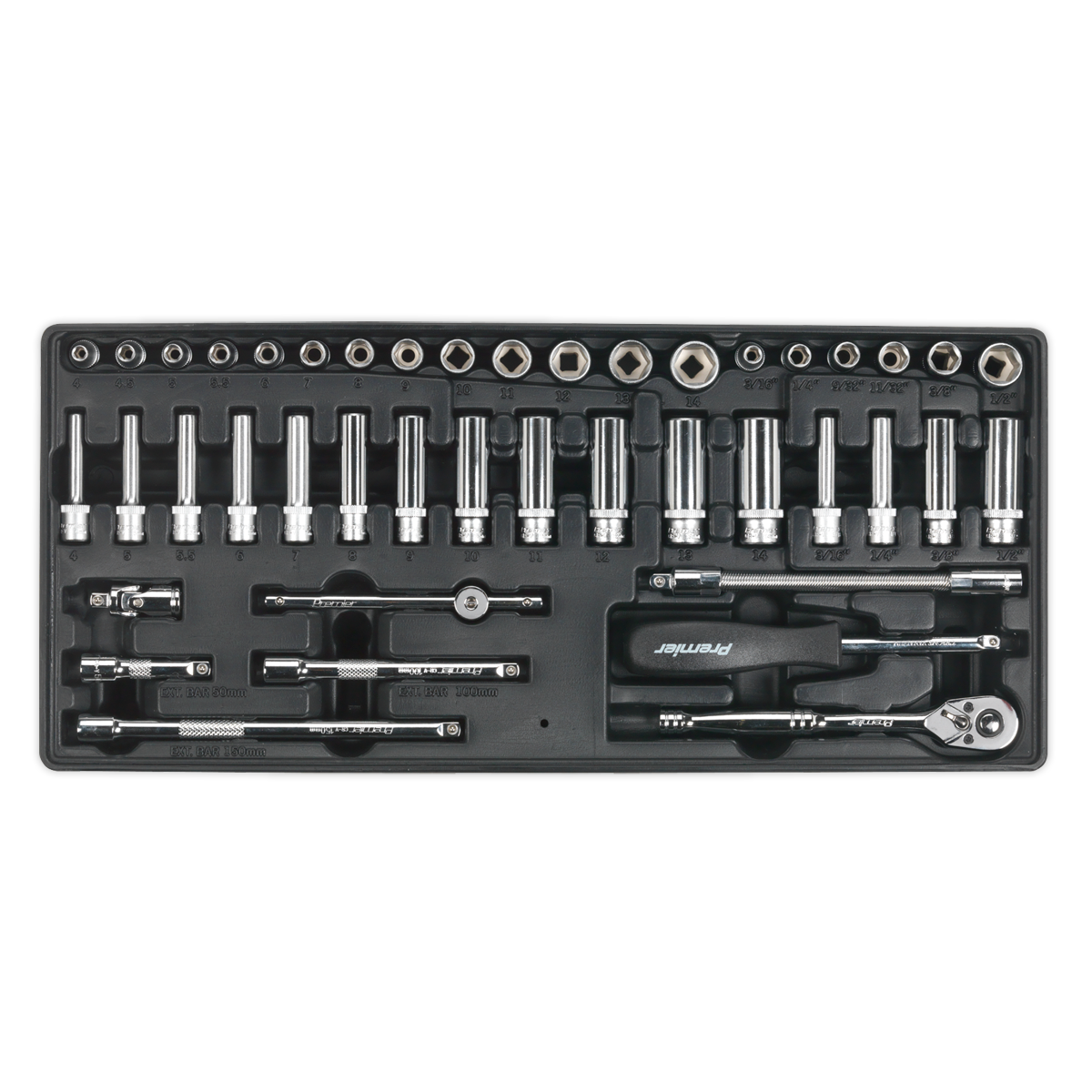 Tool Tray with Socket Set 43pc 1/4