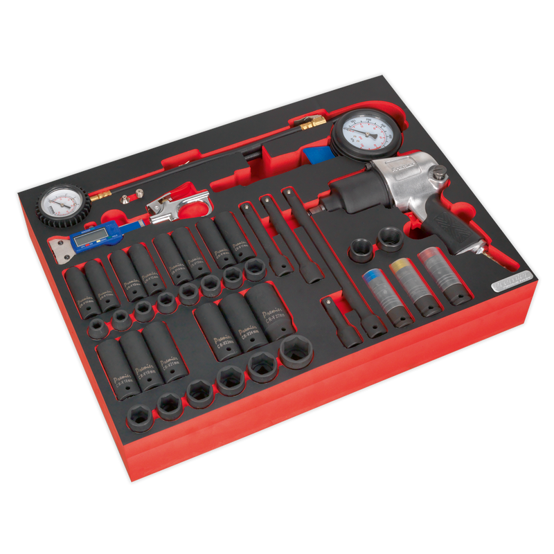 Tool Tray with Impact Wrench, Sockets & Tyre Tool Set 42pc | Pipe Manufacturers Ltd..