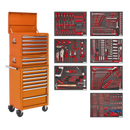 Tool Chest Combination 14 Drawer with Ball Bearing Slides - Orange & 446pc Tool Kit | Pipe Manufacturers Ltd..