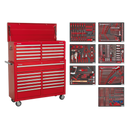 Tool Chest Combination 23 Drawer with Ball Bearing Slides - Red with 446pc Tool Kit | Pipe Manufacturers Ltd..