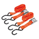 Cam Buckle Tie Down 25mm x 2.5m Polyester Webbing with S Hooks 500kg Load Test | Pipe Manufacturers Ltd..