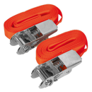 Self-Securing Ratchet Tie Down 25mm x 4.5m 500kg Load Test - Pair | Pipe Manufacturers Ltd..