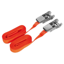 Self-Securing Ratchet Tie Down 25mm x 4.5m 500kg Load Test - Pair | Pipe Manufacturers Ltd..