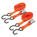 Cam Buckle Tie Down 25mm x 5m Polyester Webbing with S Hooks 500kg Load Test | Pipe Manufacturers Ltd..