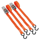 Ratchet Tie Down 25mm x 4m Polyester Webbing with S Hooks 500kg Load Test - Pair | Pipe Manufacturers Ltd..