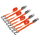 Ratchet Tie Down 25mm x 4m Polyester Webbing with S Hooks 500kg Load Test - 2 Pairs | Pipe Manufacturers Ltd..